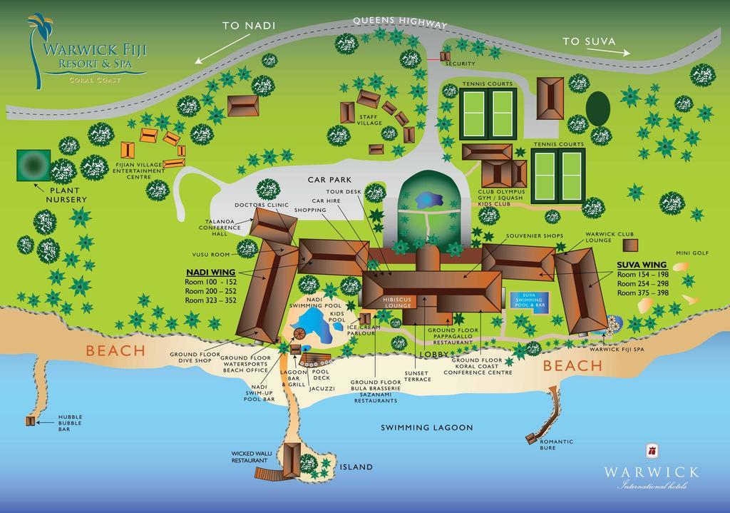Отель The Warwick Fiji Королеву Экстерьер фото Map of the resort